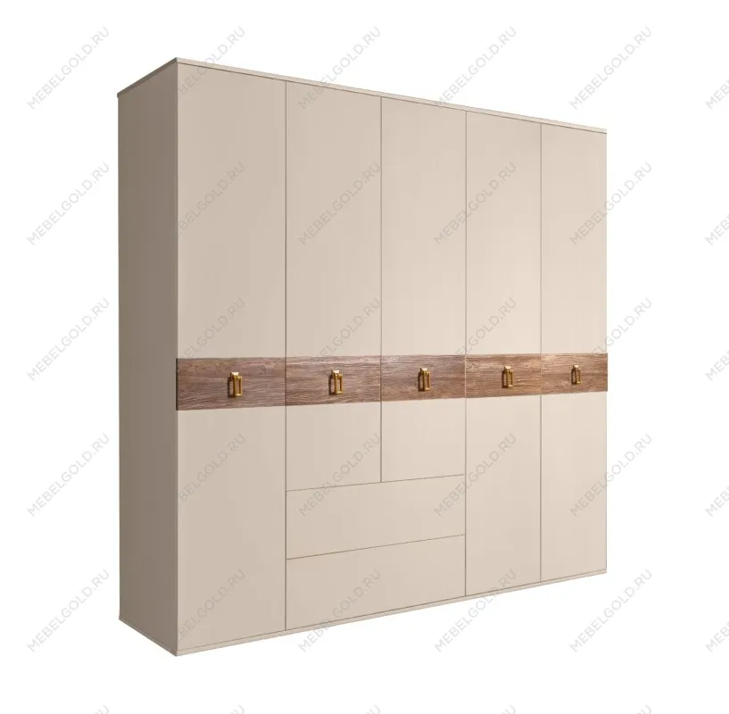 Шкаф 5-ти дверный с ящиками, Bogemia Wood Fa (Ваниль/Золото) БМШ2/51(Wo)