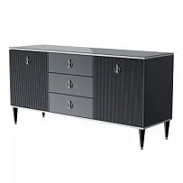 Комод для гостиной 1.6м Римини СОЛО (Черный/Серебро) РМКМ-4(s)