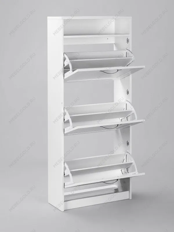 Обувница Сириус с 3 откидными ящиками, 60 х 25 х 143 см, ЛДСП, белая | изображение 7