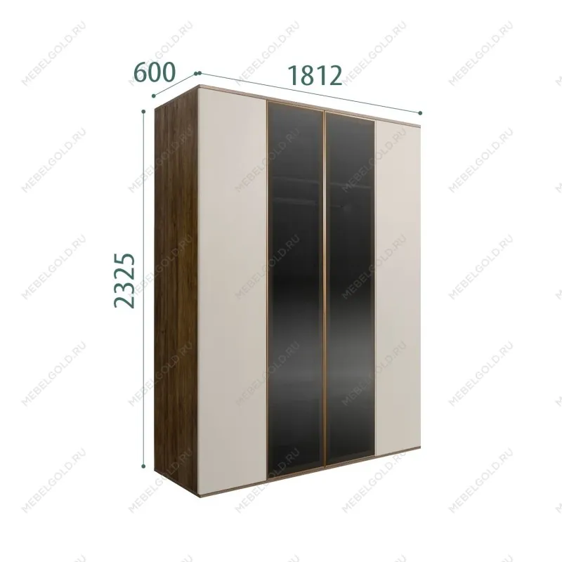 Шкаф 4-х дв. с ящиками Bogemia Woodline Air (Шелк/Золото) БМШ2/42(2)