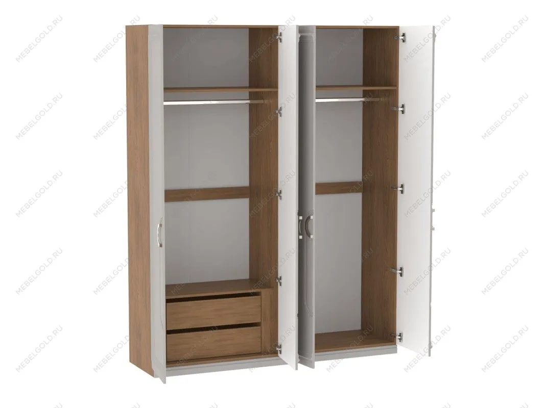 Шкаф 4-дверный с доп. ящиками, Палермо (1800*537*2284) Дуб Каселла коричневый/Экокожа Мокко | изображение 1