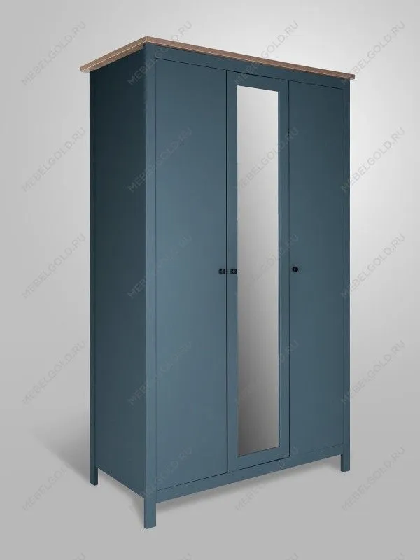 Шкаф распашной Сага, 3 двери, 132х64х215 см, темно-бирюзовый/ясень | изображение 1