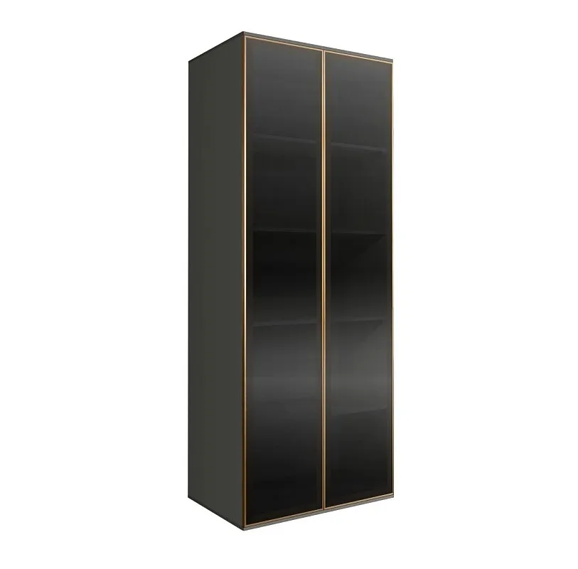 м. Марьина Роща - Шкаф 2-х дв. (2 двери стекло) Bogemia Air (Серый/Золото) БМШ2/2(2)