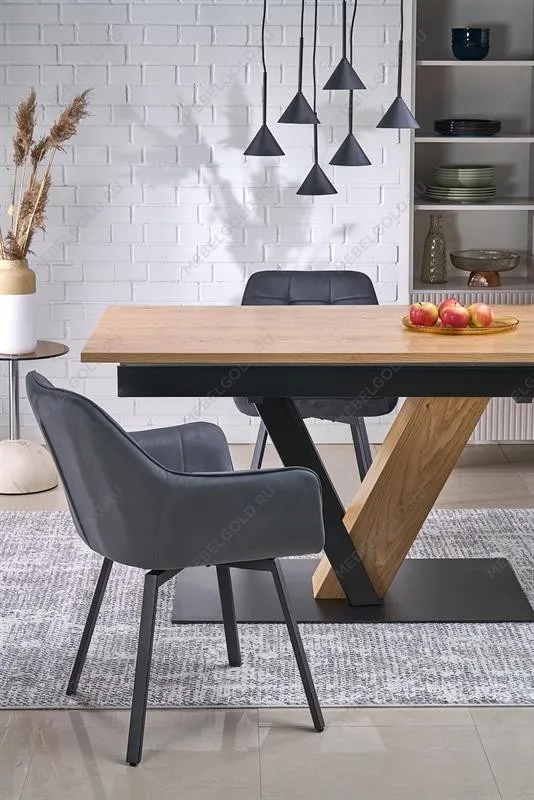 Стол обеденный Halmar FANIS 160 (натуральный/черный) | изображение 11