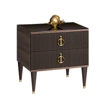 Тумба прикроватная 2 ящика Римини СОЛО (Орех империя/Золото) РМТП-2(s)