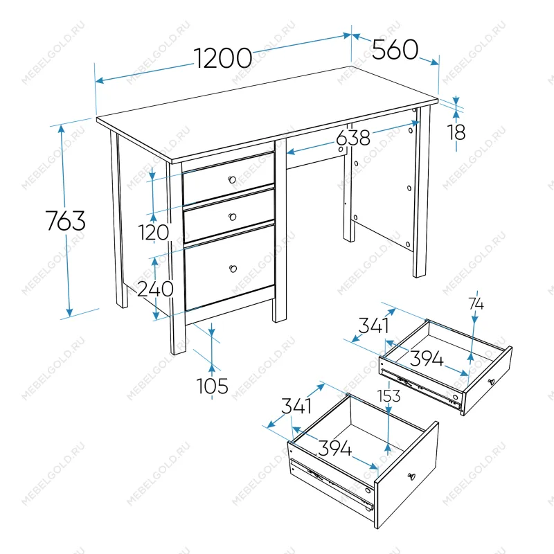 САГА стол письменный 120х56 серый/ясень | изображение 2