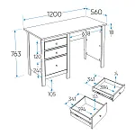 САГА стол письменный 120х56 серый/ясень | изображение 2