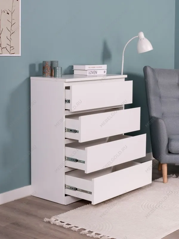 Комод Варма, 4 ящика, 80х100х40 см, эмаль белая | изображение 2