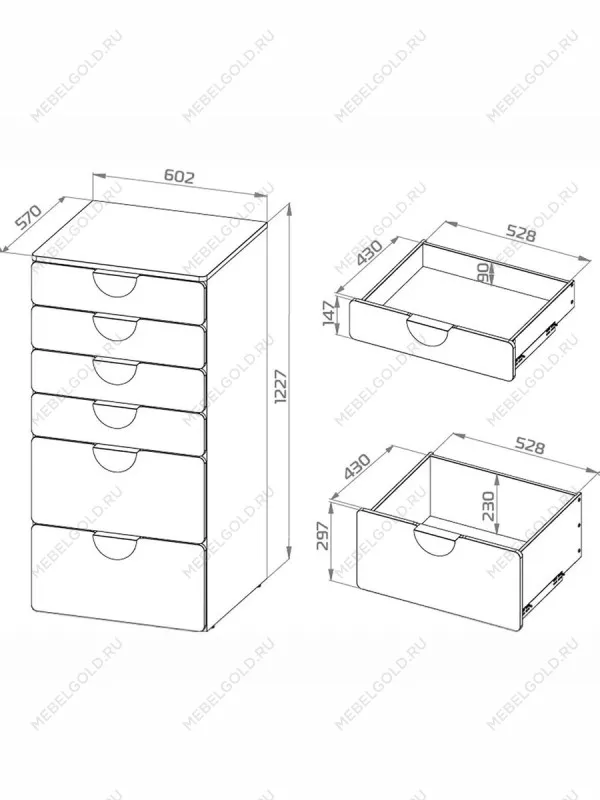 Комод Пикси, 6 ящиков 60x57x120, озорной василек | изображение 8