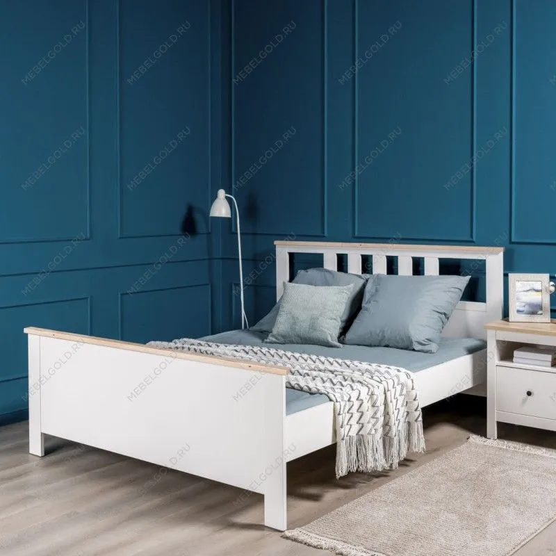 САГА кровать двойная 140х200 белая/ясень | изображение 2