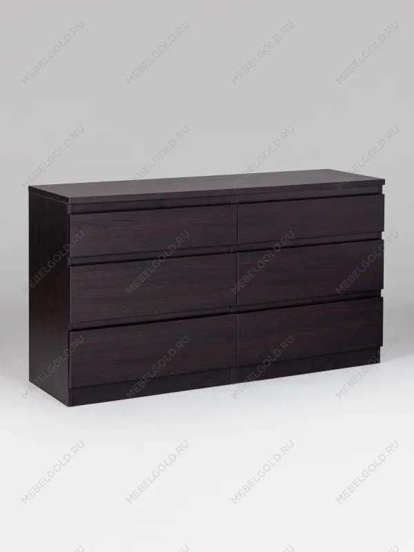 Комод Кастор, 6 ящиков, 129х40х71 см, черно-коричневый, дуб венге | изображение 11