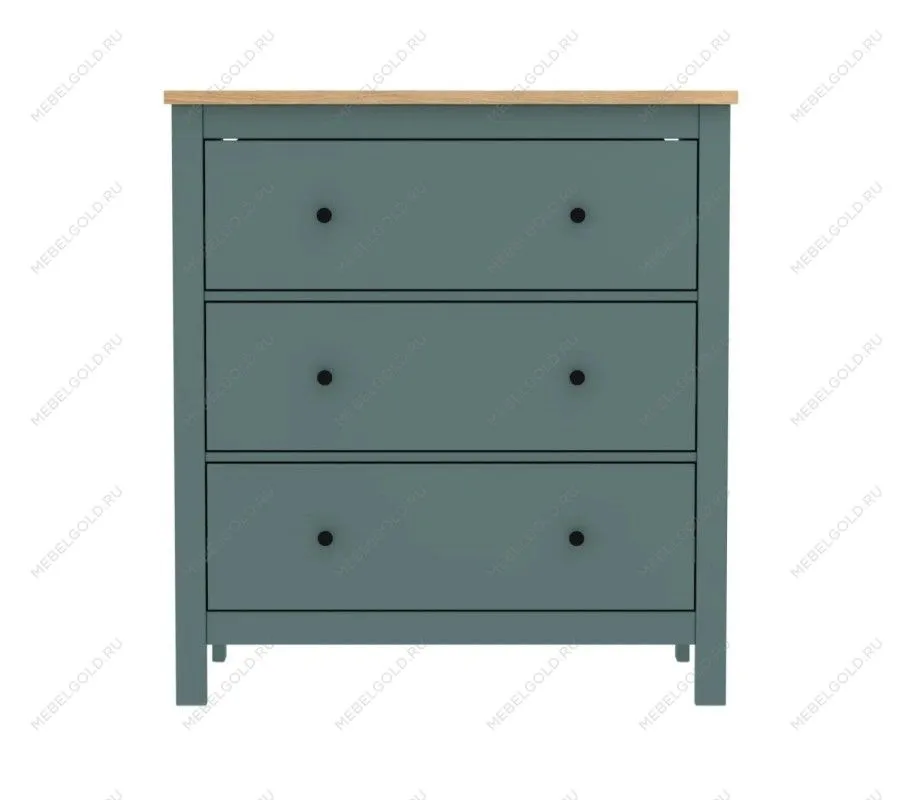 САГА комод 3 ящика темно-бирюзовый/ясень | изображение 1