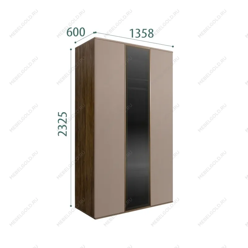 Шкаф 3-х дверный Bogemia Woodline Air (Мокка/Золото) БМШ2/3(1)