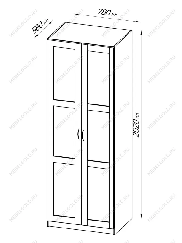 Шкаф Пегас, 2 двери сборные, 78х58х202 см, белый | изображение 12