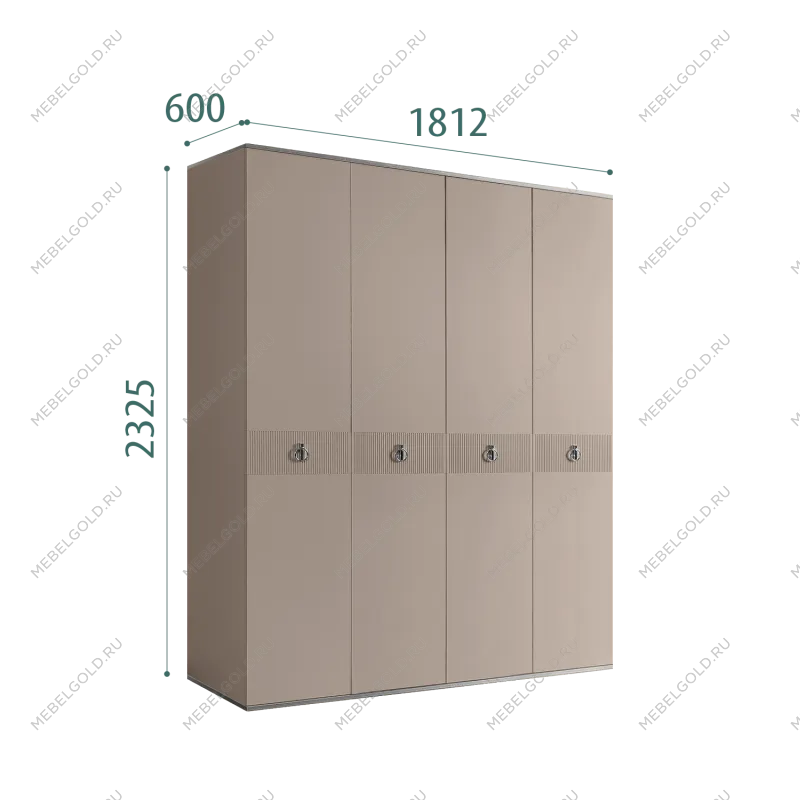 Шкаф 4-х дверный Римини СОЛО (Мокка/Серебро) РМШ2/4(s)