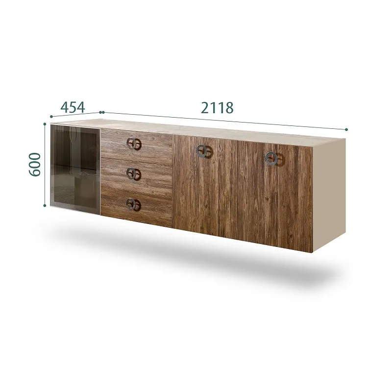 Комод 2.1м Bogemia Fly Wood Fi (Ваниль) (Novabuk/Хром) БМКМ-5[4]