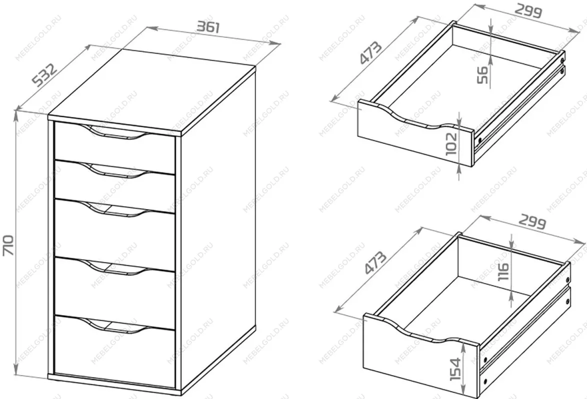 Комод Ингар, 5 ящиков, 36x71x53 см, серо-бирюзовый | изображение 12
