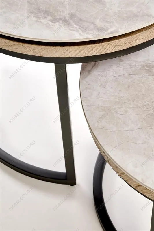 Комплект Halmar ITAKA (2 стола журнальных) (серый мрамор/графит) | изображение 5