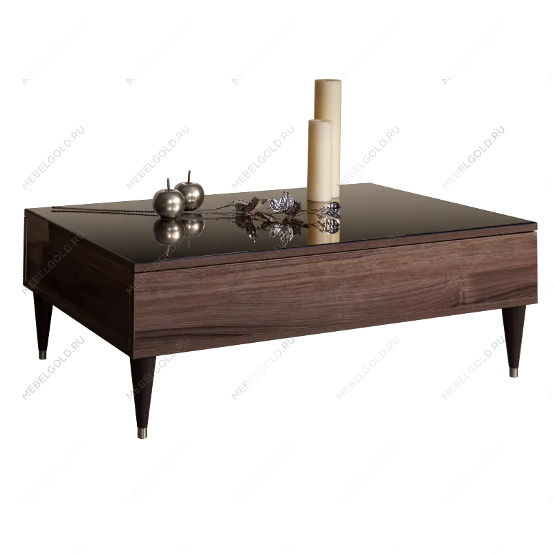 Журнальный столик с ящиком Римини (Орех империя/Серебро) РМСТ-2