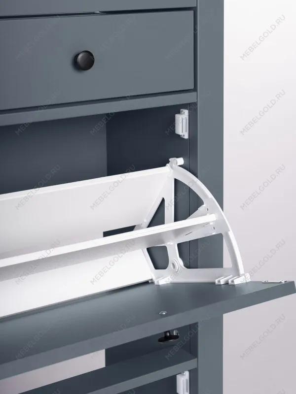 Обувница Сага с 2 откидными ящиками 92х122 темно-бирюзовая-ясень | изображение 8