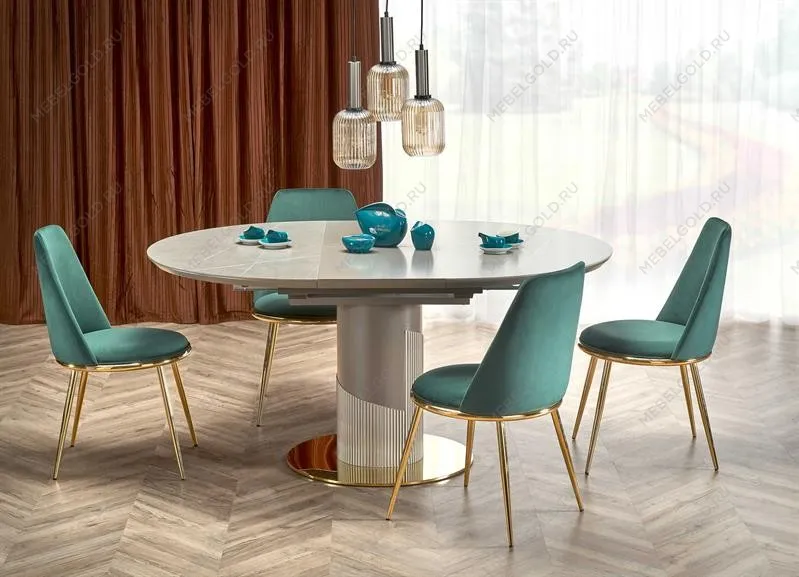 Стол обеденный Halmar MUSCAT 120 раскладной (серый мрамор/светло-серый/золотой) | изображение 10