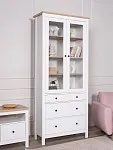 Шкаф с витриной Сага, 90х41х215 см, белый/ясень | изображение 1