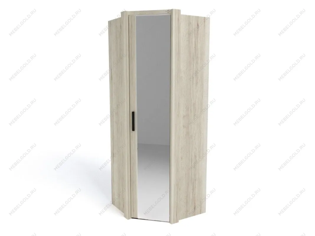 Шкаф угловой с декоративным обкладом, Мале (889*889*2316) Дуб галифакс белый