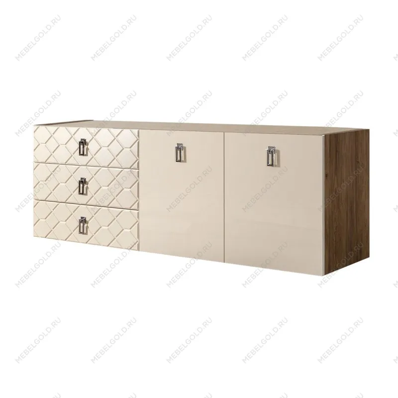Комод 1.6м Bogemia Woodline Fly Fa (Слоновая кость) (Novabuk/Хром) БМКМ-4