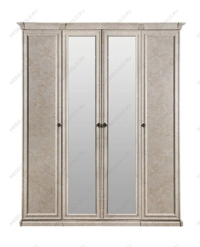 Шкаф Афина 4-дверный (1+2+1) с зеркалом крем корень | изображение 1