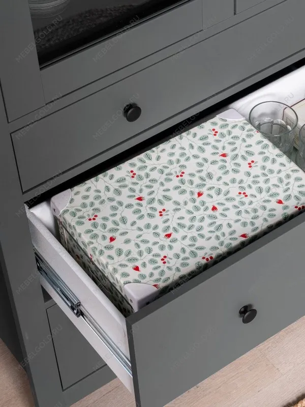 Лобня - Шкаф с витриной Сага, 90х41х215 см, серый | изображение 3