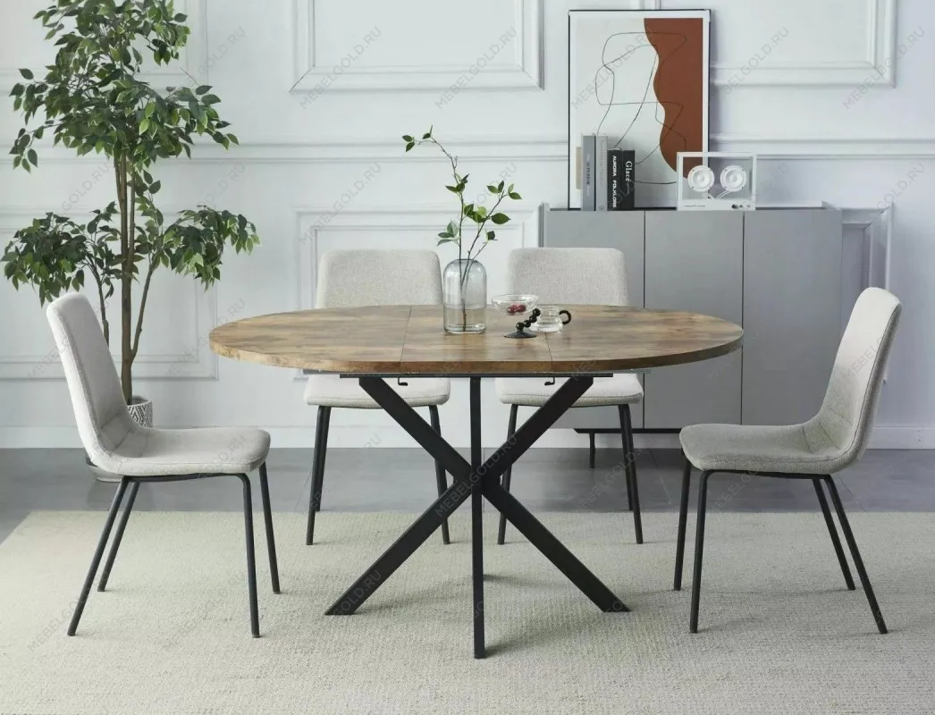 Стол обеденный Signal GASTON 100 раскладной (орех винтажный/черный мат) | изображение 4