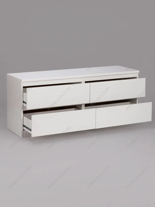 Тумба для ТВ Кастор, 4 ящика, 130х40х54 см, белая | изображение 11