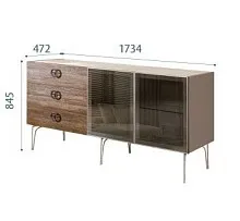 Комод 1.6м Bogemia Wood Fi (Мокка) (Novabuk/Хром) БМКМ-4(Wo)[5]