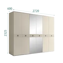 Шкаф 6-ти дверный с зеркалом Римини СОЛО (Ваниль/Серебро) РМШ1/6(s)