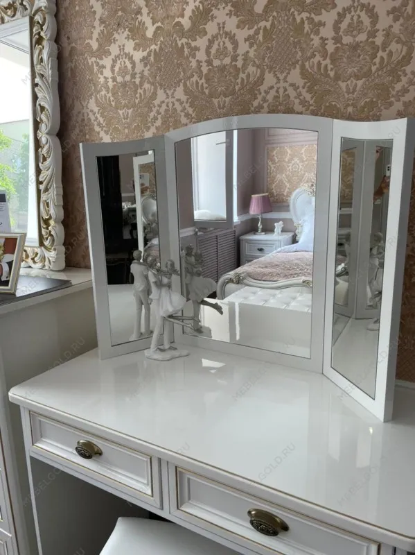 Зеркало трельяж Натали для туалетного столика белый глянец | изображение 1