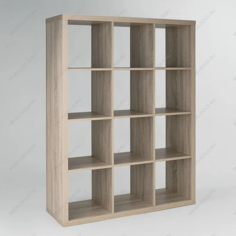 КАЛЛАКС / ФОРА Стеллаж ИКЕА / IKEA 12, широкий стеллаж с открытыми ячейками, тамбурат, дуб беленый | изображение 1