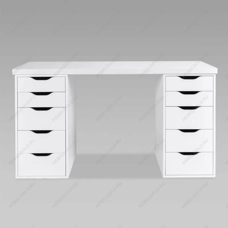 ИНГАР стол письменный ИКЕА / IKEA белый, 140x75, с двумя тумбами | изображение 2