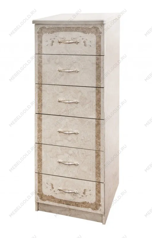 Комод Патрисия 6 ящиков крем корень глянец - Выставка м. Марьина роща