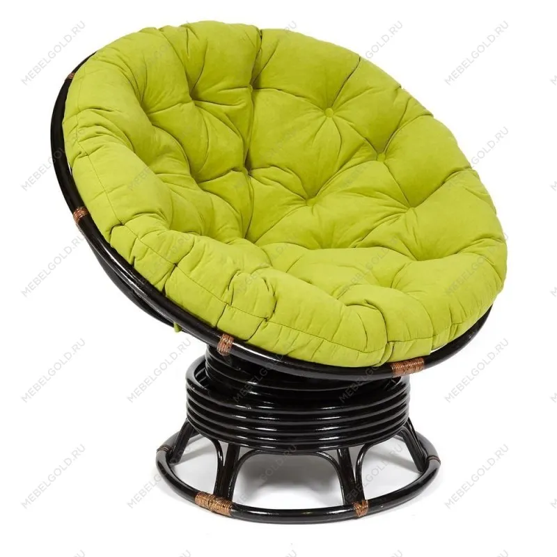 Кресло-качалка Papasan с подушкой Античный коричневый/флок Олива