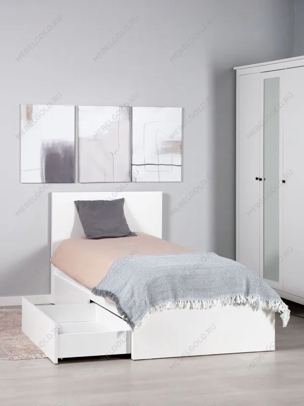 Кровать односпальная Варма СЭНГ, 90х200см, эмаль, белая | изображение 2