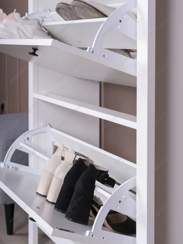 Обувница Сага с 2 откидными ящиками 92х122 белая | изображение 6