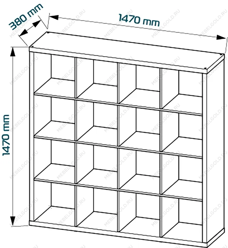 КАЛЛАКС / ФОРА Стеллаж ИКЕА / IKEA 16, широкий стеллаж с открытыми ячейками, тамбурат, дуб беленый | изображение 3