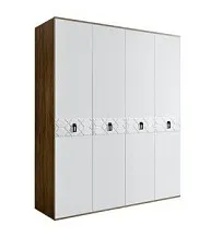 Шкаф 4-х дверный Bogemia Woodline Fa (Белый/Черный) БМШ2/4