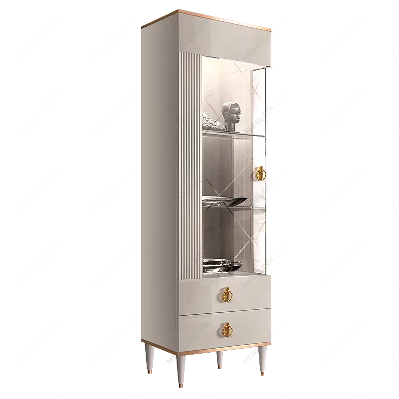 Витрина 1-ств. Римини СОЛО (Слоновая кость/Золото) (Левая) РМВ1-1С(s)