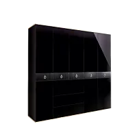 Шкаф 5-ти дверный с ящиками Римини СОЛО (Черный/Серебро) РМШ2/51(s)