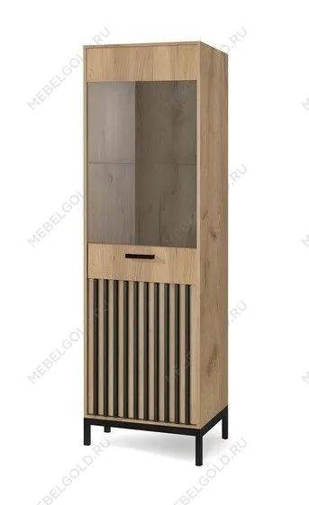 Шкаф-витрина Halmar LAMINO W-1 (дуб крафт/черный)