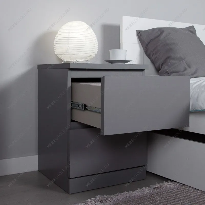 Тумба прикроватная Варма, 2 ящика, 40х55х40 см, эмаль серая | изображение 23