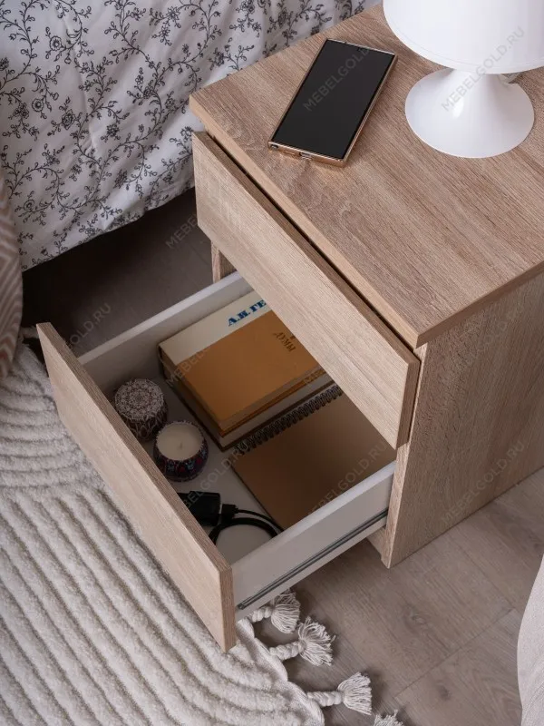 Тумба прикроватная Кастор, 2 ящика, 40х37х49 см, серая | изображение 4