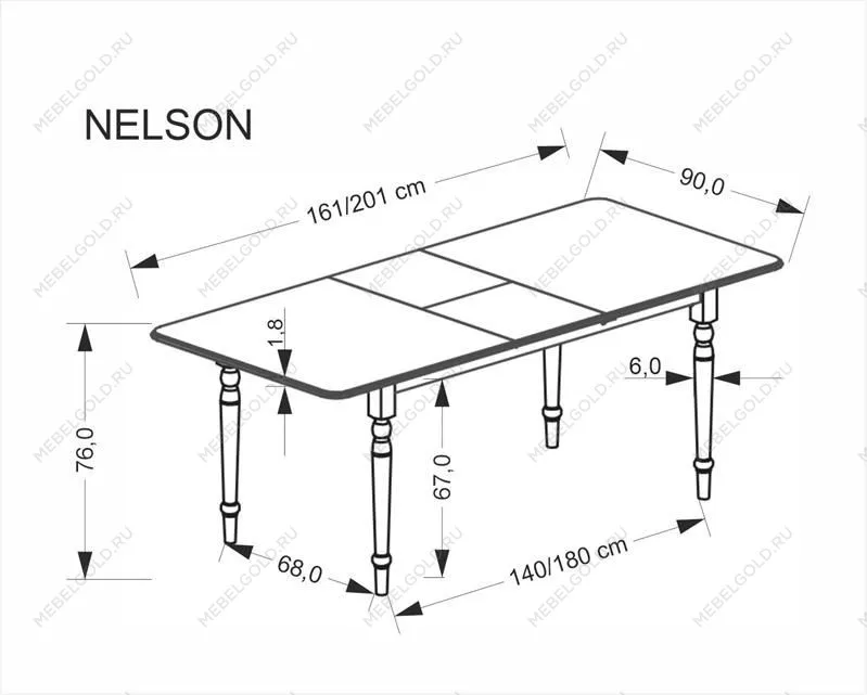Стол обеденный Halmar NELSON 160 (белый/белый) | изображение 11