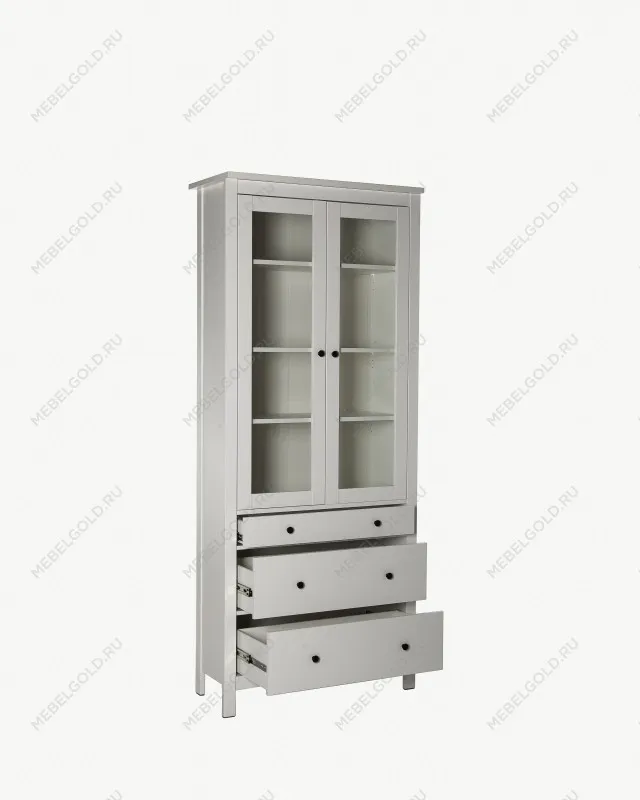 Шкаф с витриной Сага, 90х41х215 см, белый | изображение 15